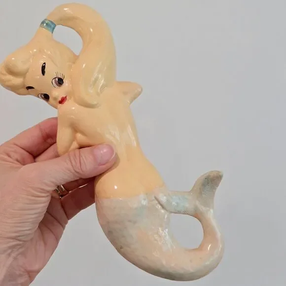 Vtg Mermaids + Bubbles Chalkware Kitsch Wall Hanging Plaques Set of 3 ~ 5"-8" - Picture 2 of 10